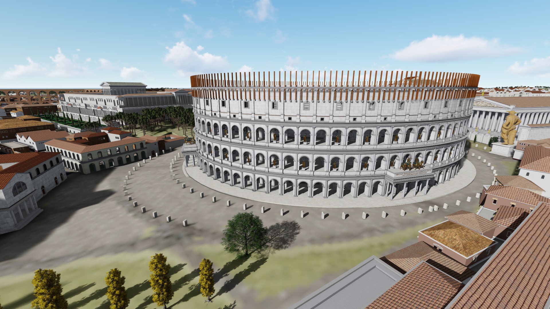 Rendering del Colosseo dell'antica Roma.