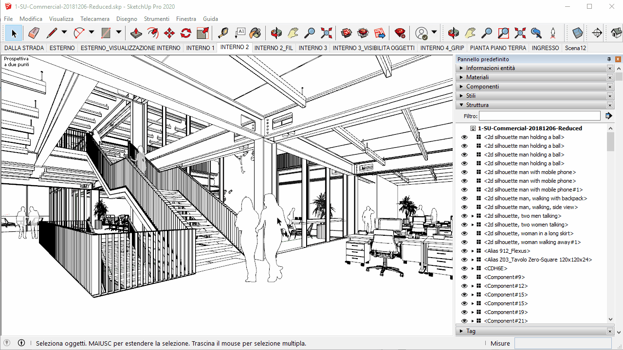 SketchUp 2020 - Gestisci e organizza il tuo modello direttamente dentro Outliner.