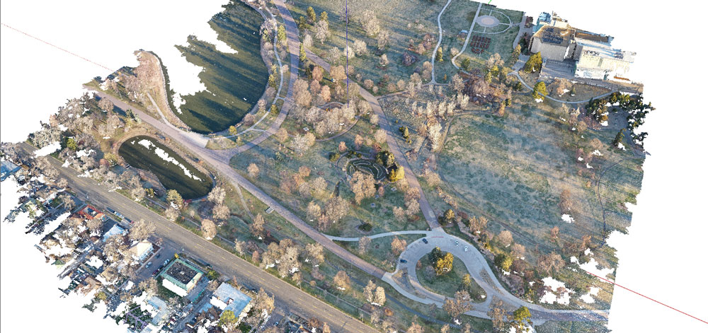 Nuvola di punti realizzata con un drone per la progettazione delle infrastrutture.