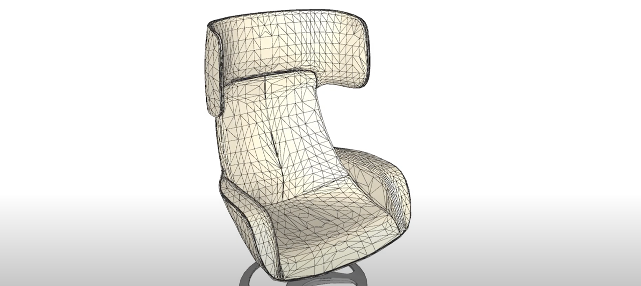 Modello 3D di una sedia con le Mesh poligonali di SketchUp