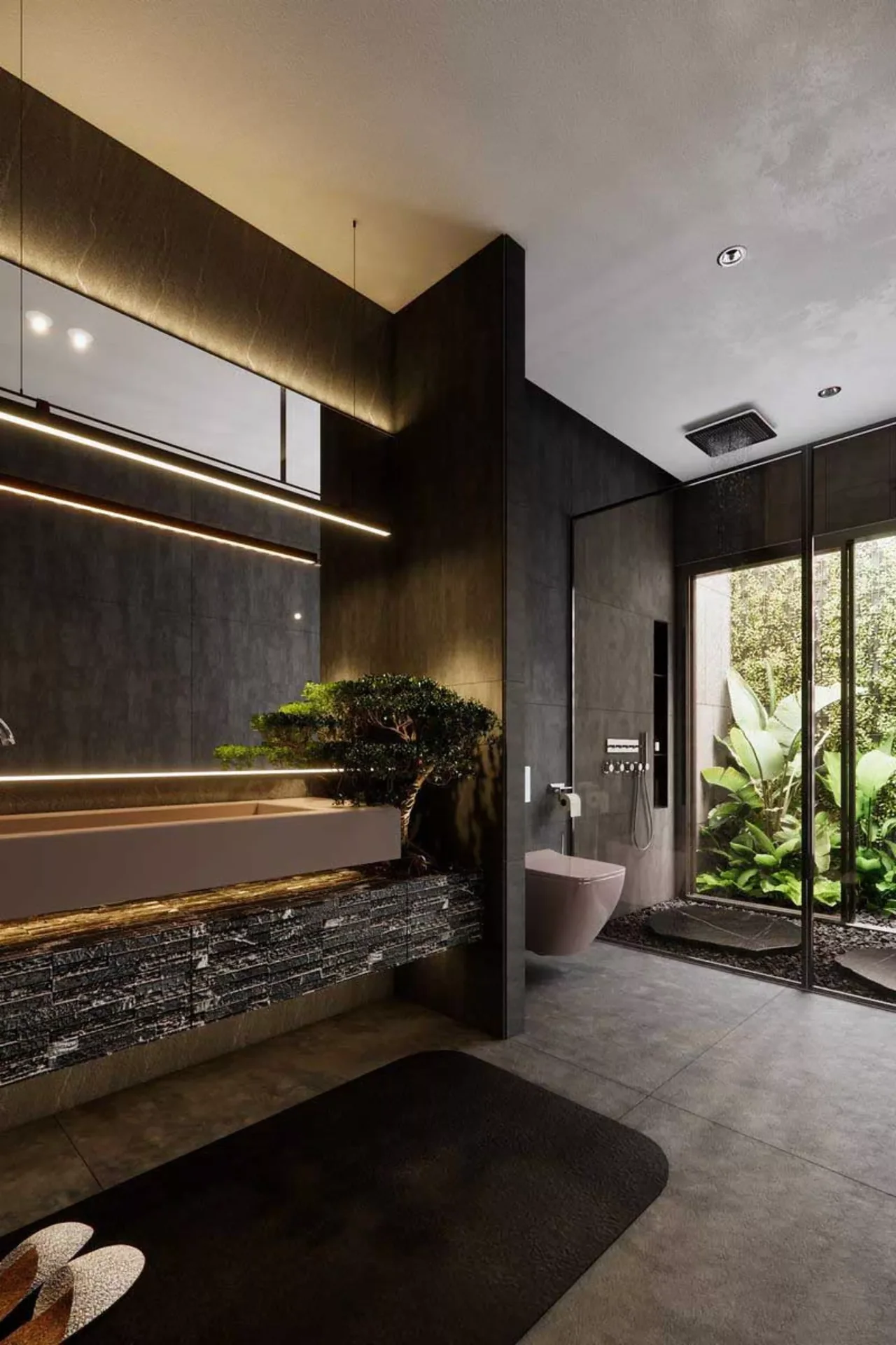 Elegante Rendering 3d Di Un Bagno Contemporaneo Con Doccia Separata E Zone  Asciutte Specchio Lavabo Ed Eleganti Accessori Da Bagno, Bagno Di Lusso,  Progettazione Del Bagno, Bagno Moderno Immagine di sfondo per