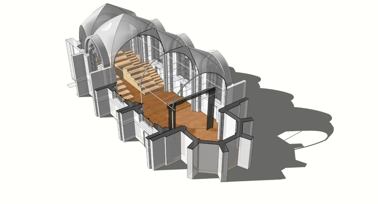 Spaccato del modello 3D della cappella di Tours.