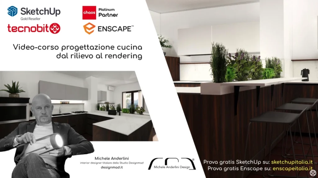 Corso gratuito progettazione cucine con SketchUp ed Enscape.