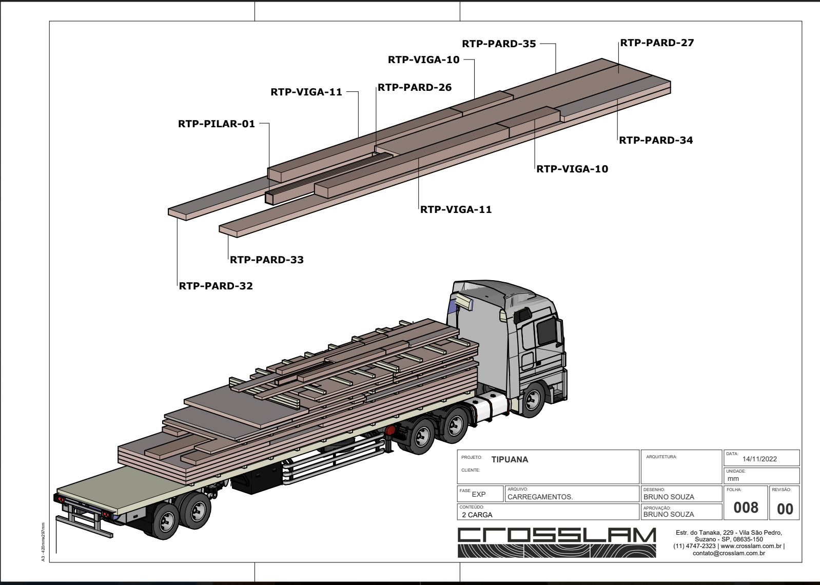 Studio logistico per una casa in legno in Brasile realizzato con SketchUp